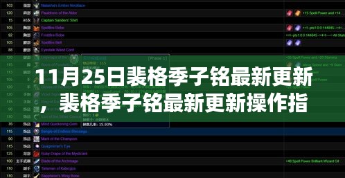 裴格季子铭最新更新操作指南（11月25日版），适合初学者与进阶用户的通用指南