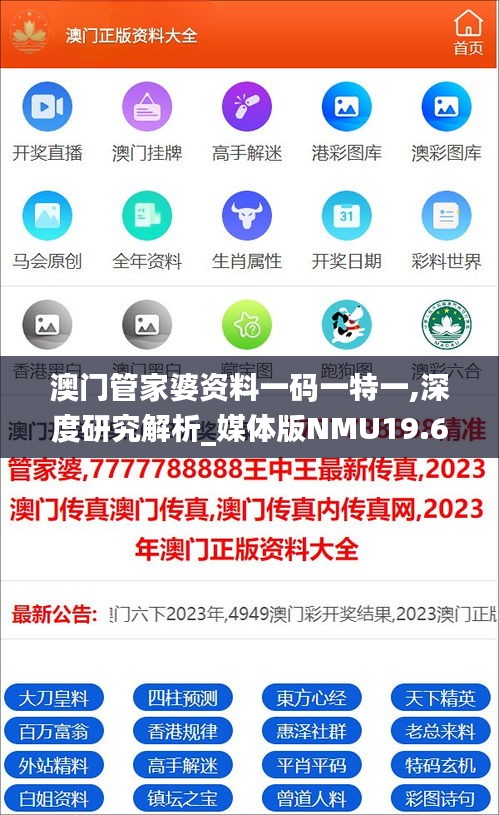 澳门管家婆资料一码一特一,深度研究解析_媒体版NMU19.65