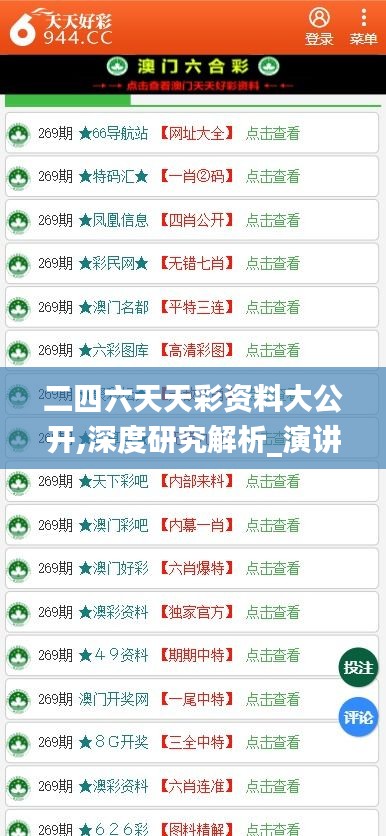 二四六天天彩资料大公开,深度研究解析_演讲版KYA19.64