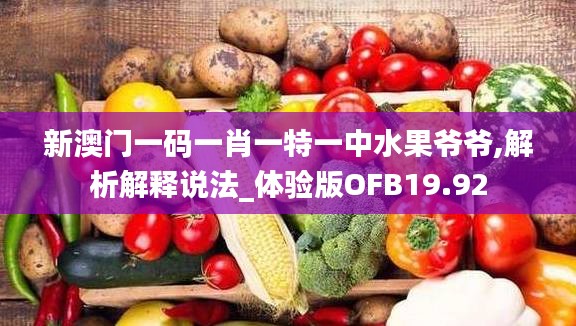 新澳门一码一肖一特一中水果爷爷,解析解释说法_体验版OFB19.92