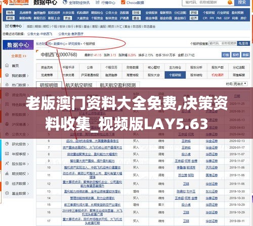 老版澳门资料大全免费,决策资料收集_视频版LAY5.63