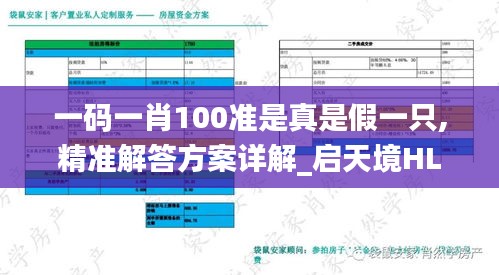 一码一肖100准是真是假一只,精准解答方案详解_启天境HLX14.30