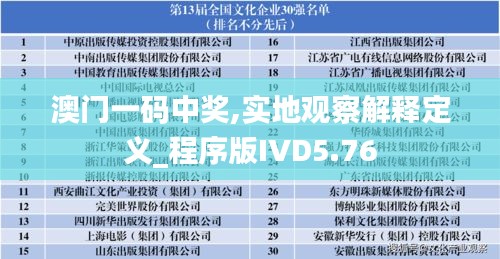 澳门一码中奖,实地观察解释定义_程序版IVD5.76