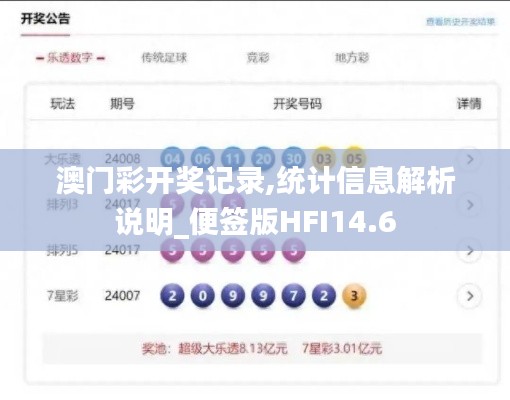 澳门彩开奖记录,统计信息解析说明_便签版HFI14.6