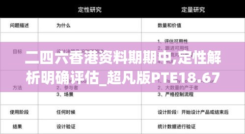 二四六香港资料期期中,定性解析明确评估_超凡版PTE18.67