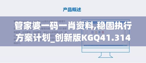 管家婆一码一肖资料,稳固执行方案计划_创新版KGQ41.314