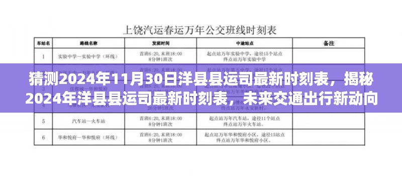 揭秘洋县县运司未来交通出行新动向，2024年最新时刻表预测分析