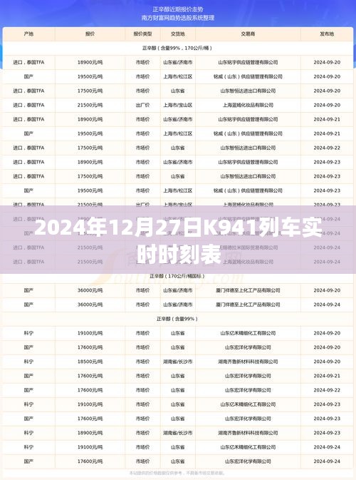 K941列车实时时刻表（2024年12月27日时刻表）