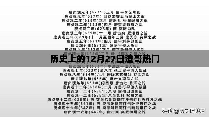 澄哥热门，历史上的这一天，12月27日回顾