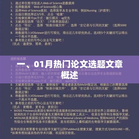 01月热门论文选题概览，最新研究动态解析