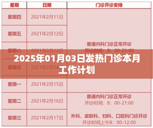 2025年1月发热门诊本月工作计划展望