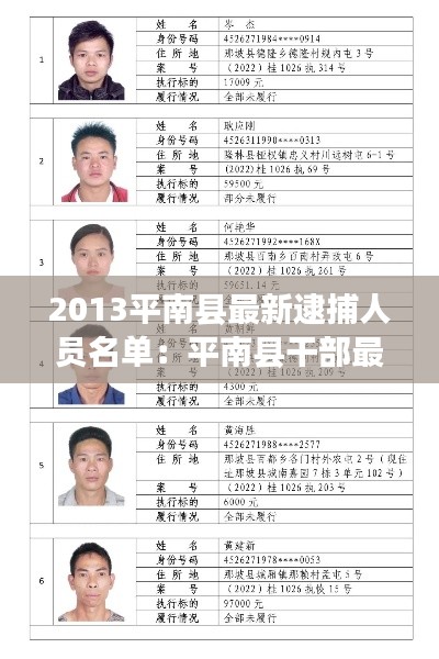 2013平南县最新逮捕人员名单：平南县干部最新任前公示 