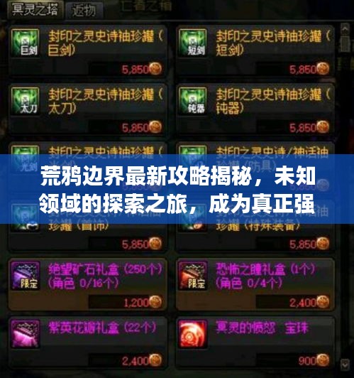 荒鸦边界最新攻略揭秘，未知领域的探索之旅，成为真正强者之路！