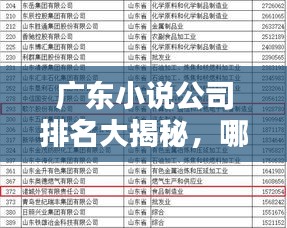 广东小说公司排名大揭秘，哪些公司独占鳌头？