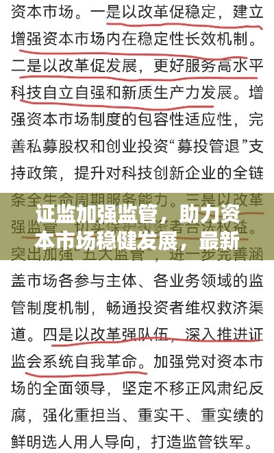证监加强监管，助力资本市场稳健发展，最新消息解读