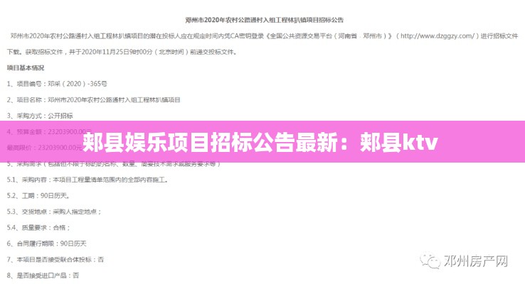 郏县娱乐项目招标公告最新：郏县ktv 