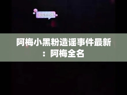 阿梅小黑粉造谣事件最新：阿梅全名 