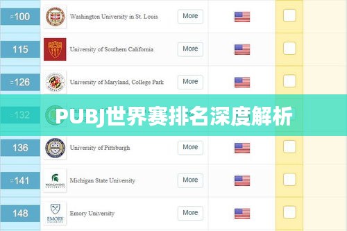 PUBJ世界赛排名深度解析