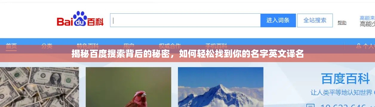 揭秘百度搜索背后的秘密，如何轻松找到你的名字英文译名