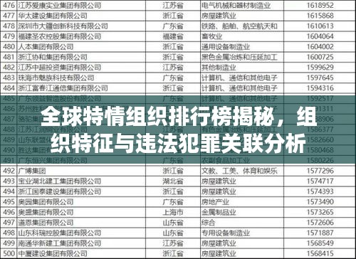 全球特情组织排行榜揭秘，组织特征与违法犯罪关联分析