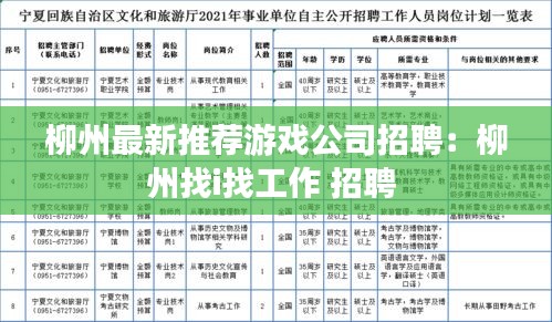 柳州最新推荐游戏公司招聘：柳州找i找工作 招聘 