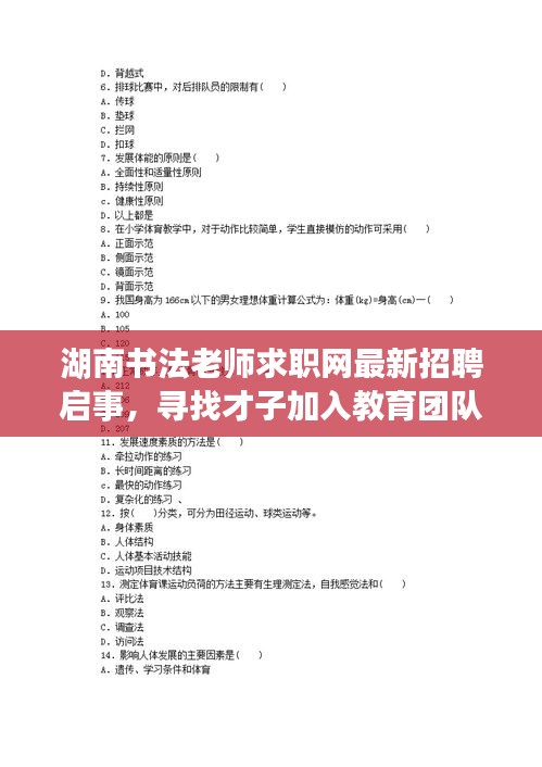 湖南书法老师求职网最新招聘启事，寻找才子加入教育团队！