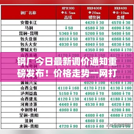 钢厂今日最新调价通知重磅发布！价格走势一网打尽
