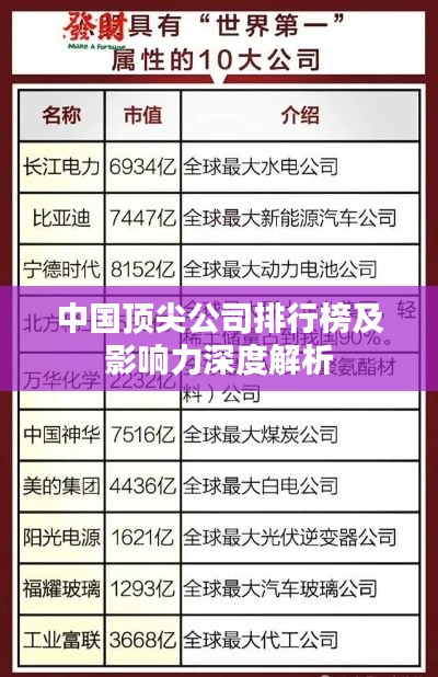 中国顶尖公司排行榜及影响力深度解析