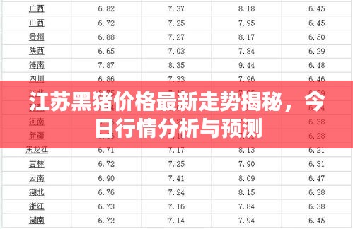 江苏黑猪价格最新走势揭秘，今日行情分析与预测
