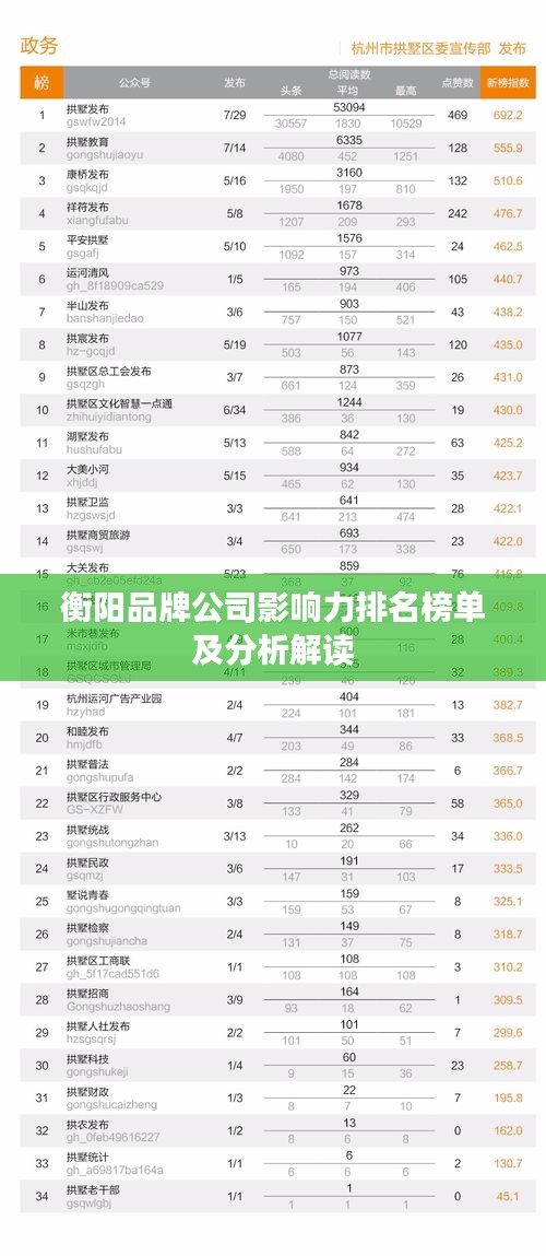 衡阳品牌公司影响力排名榜单及分析解读