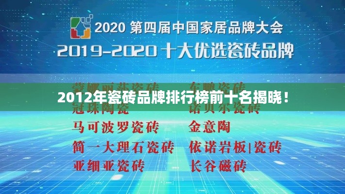 2012年瓷砖品牌排行榜前十名揭晓！