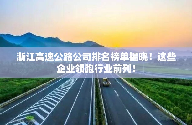 浙江高速公路公司排名榜单揭晓！这些企业领跑行业前列！