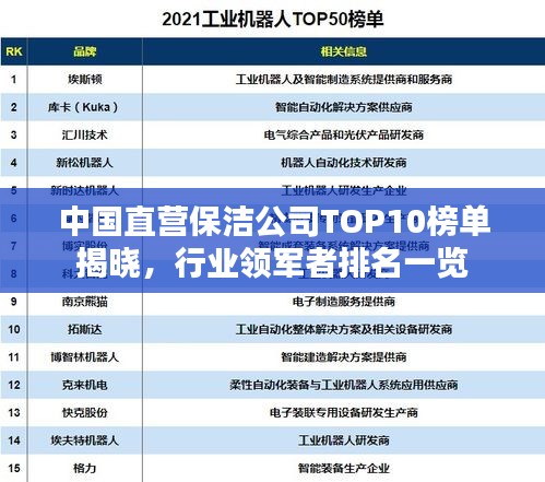 中国直营保洁公司TOP10榜单揭晓，行业领军者排名一览