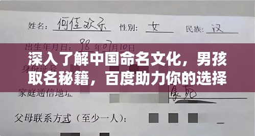 深入了解中国命名文化，男孩取名秘籍，百度助力你的选择