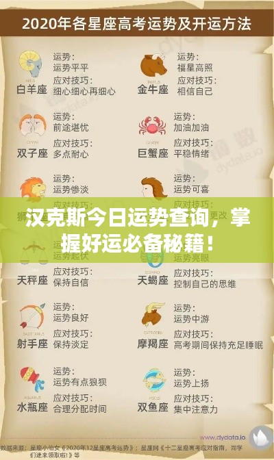 汉克斯今日运势查询，掌握好运必备秘籍！