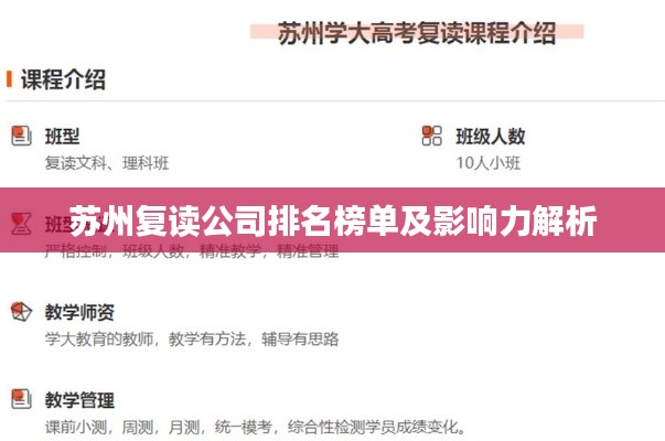 苏州复读公司排名榜单及影响力解析
