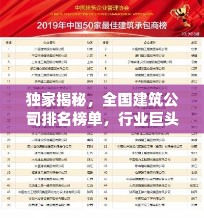 独家揭秘，全国建筑公司排名榜单，行业巨头一网打尽！