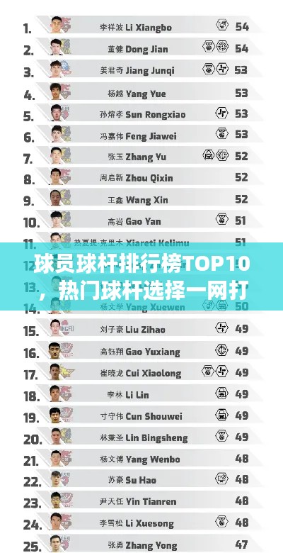 球员球杆排行榜TOP10，热门球杆选择一网打尽