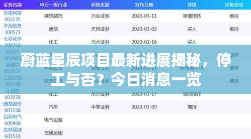 蔚蓝星辰项目最新进展揭秘，停工与否？今日消息一览