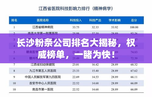 长沙粉条公司排名大揭秘，权威榜单，一睹为快！