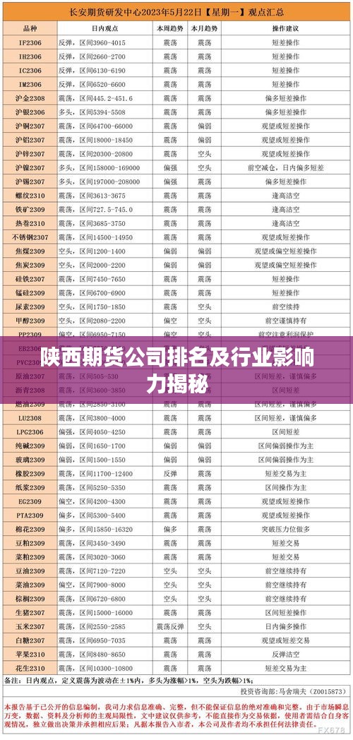 陕西期货公司排名及行业影响力揭秘