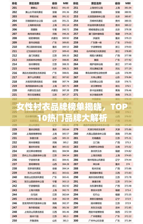 女性衬衣品牌榜单揭晓，TOP10热门品牌大解析