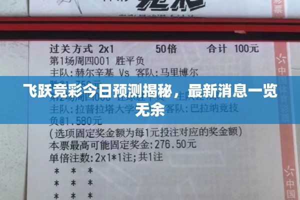 飞跃竞彩今日预测揭秘，最新消息一览无余