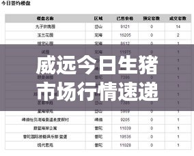 威远今日生猪市场行情速递，最新价格一览