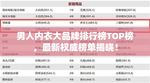 男人内衣大品牌排行榜TOP榜，最新权威榜单揭晓！