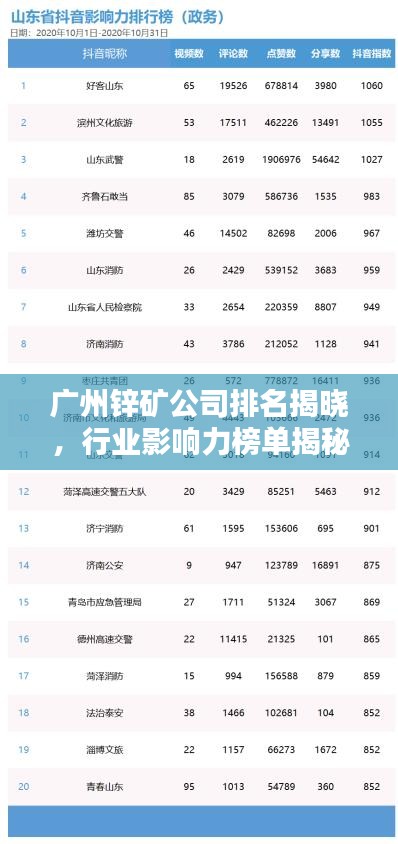 广州锌矿公司排名揭晓，行业影响力榜单揭秘