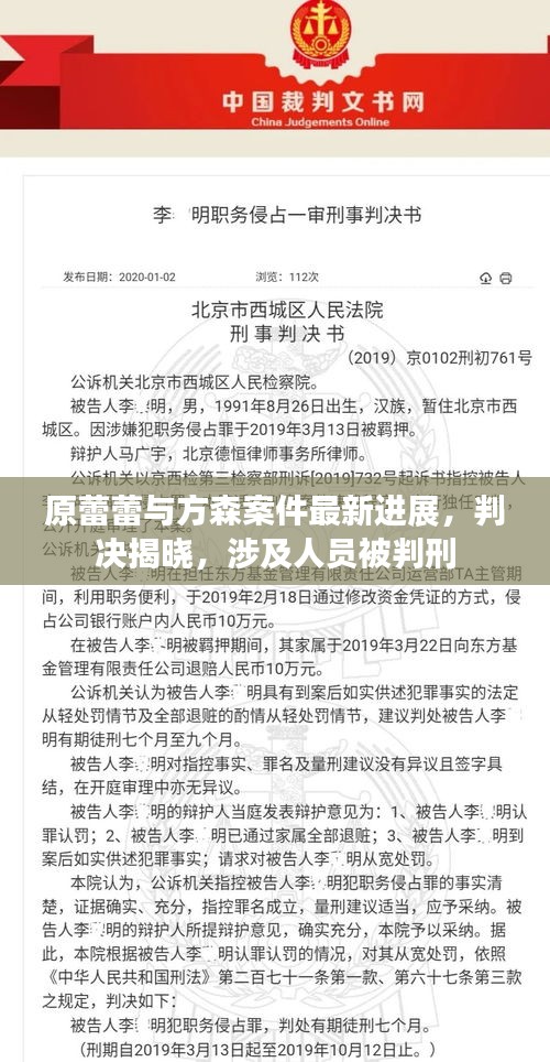 原蕾蕾与方森案件最新进展，判决揭晓，涉及人员被判刑