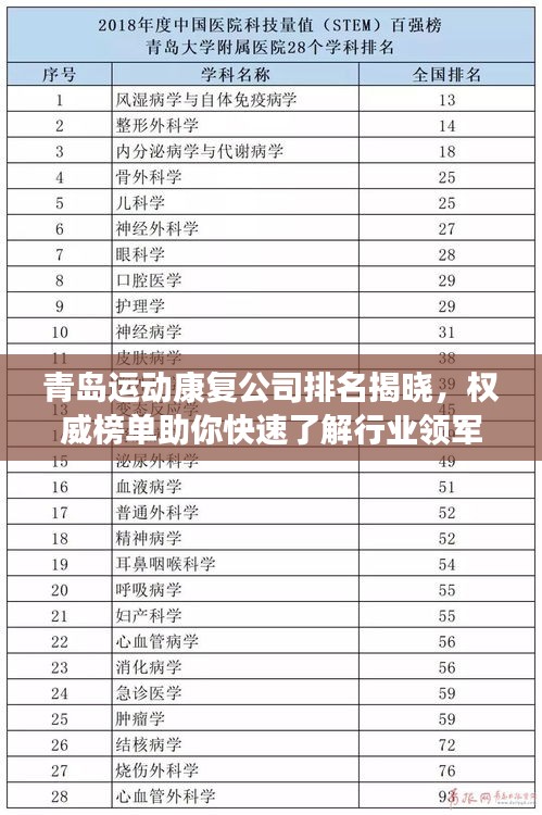 青岛运动康复公司排名揭晓，权威榜单助你快速了解行业领军者！