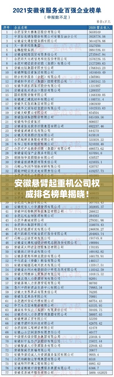 安徽悬臂起重机公司权威排名榜单揭晓！