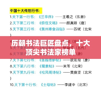 历朝书法巨匠盘点，十大顶尖书法家榜单